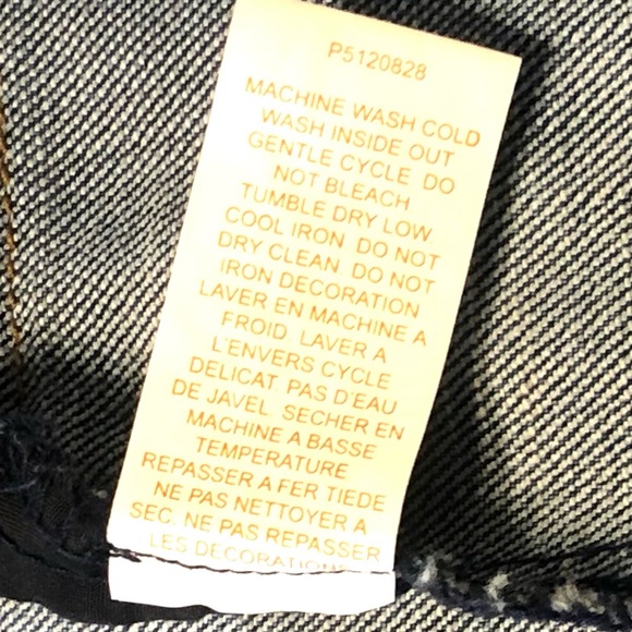 Blue Denim Distressed Gold Butterfly Jean Jacket by Marciano/Guess size Small - Picture 11 of 13